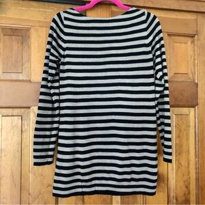 Eileen Fisher Black Khaki Boatneck Sweater M